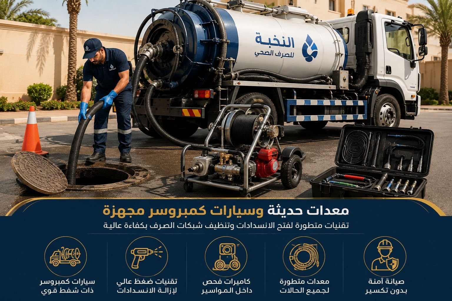 معدات حديثة وسيارات كمبروسر مجهزة